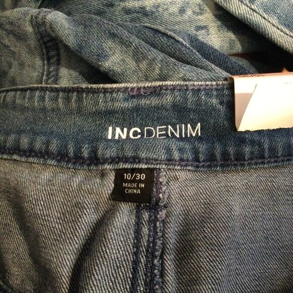 NEW INC Tapered High Rise Ankle Jean acid wash Blue 10 - Picture 3 of 6